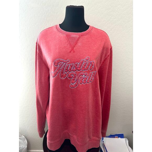 ACL LIVE Austin Y’all Men’s Red Crewneck Sweatshirt Graphic Pullover Texas | XL - Picture 2 of 8